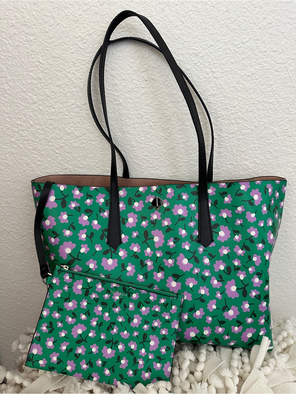 KATE SPADE All Day Flower Bed Large Tote Bag with Detachable Wristlet Pouch